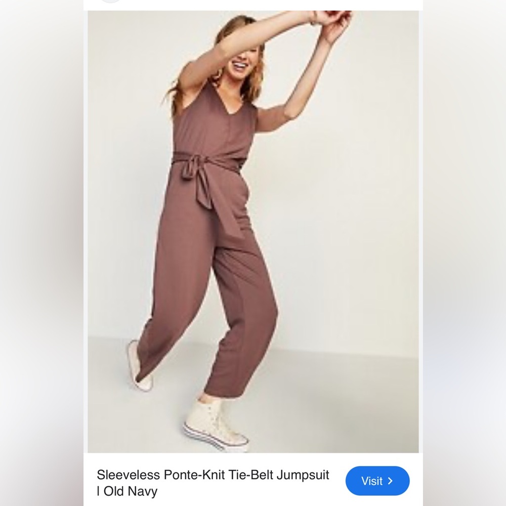 NWT Old Navy Women's Sleeveless Ponte Knit Tie Belt Jumpsuit size XL